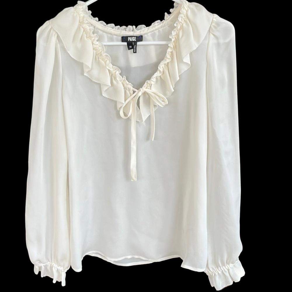 PAIGE Cream Ruffle Blouse